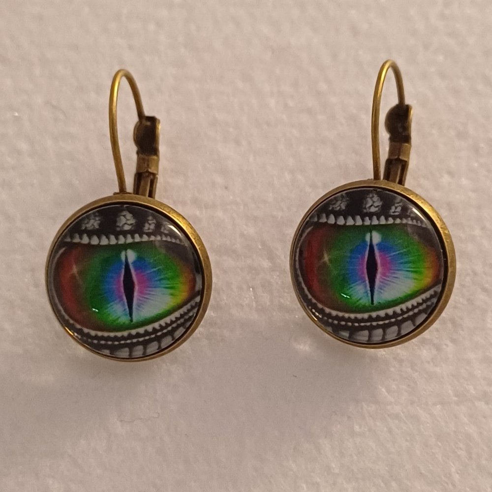 Dragon Eyes Earrings Snake Eyes Goth Green Blue Pink Iridescent Halloween